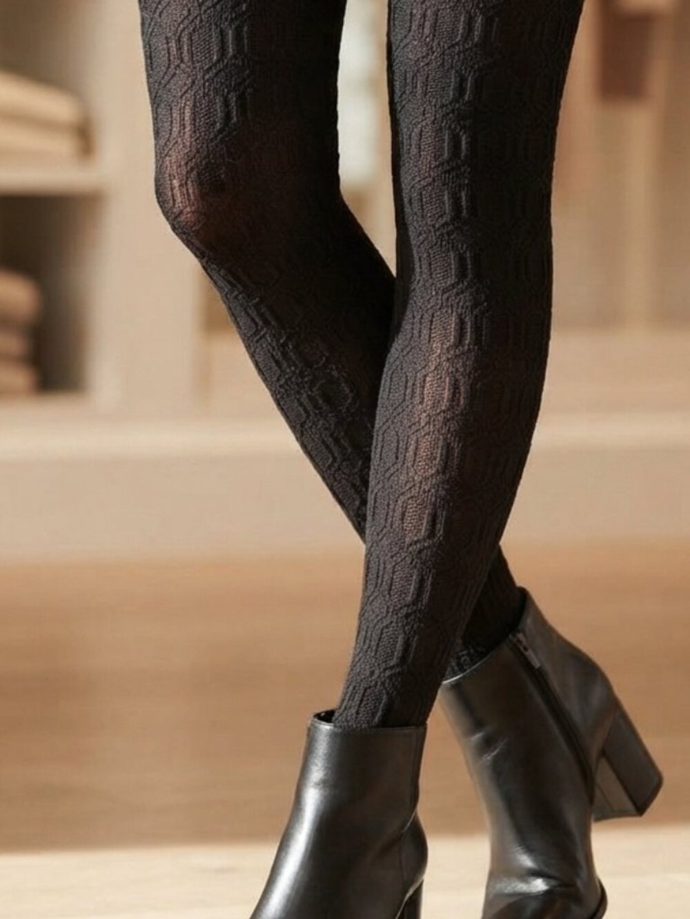 Worthington Fashion Texture Tights Womens Chocolate Brown Sheer Hosiery Y2K S/M